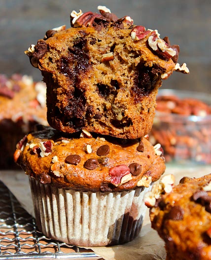 Banana Pecan Chocolate Chip Muffins