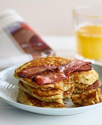 Buttermilk pancakes with maple bacon