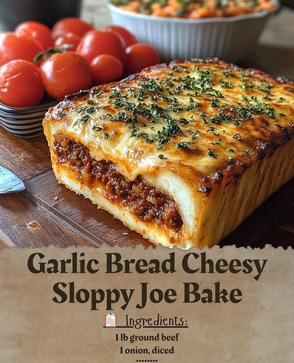 Garlic Bread Cheesy Sloppy Joe Bake
