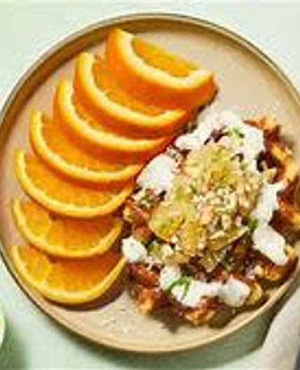 Pina Colada waffles with cashews & lime.