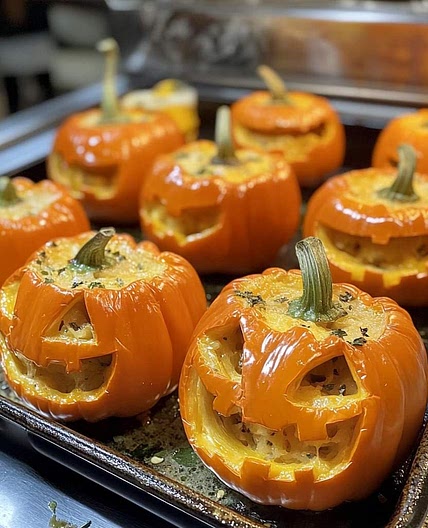 Stuffed Jack-o-lantern Bell Peppers
