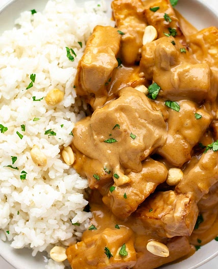 Peanut Tofu with Coconut Rice