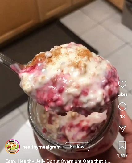 Jelly donut oats 163 cal high fibre *