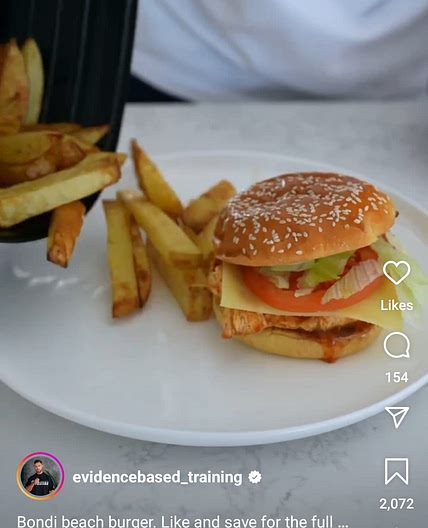 Bondi beach burger 33g protein 11g fat 32g carb 363 cal *