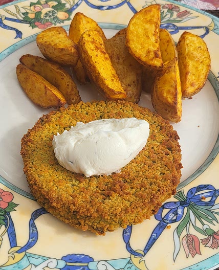 Brokkoli Burger mit Kartoffelecken