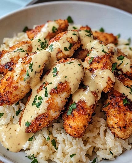 Chicken Bites with Garlic Parmesan Rice