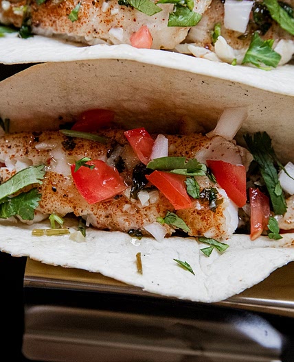 Grilled Rockfish Tacos with Garlic Lime Sauce