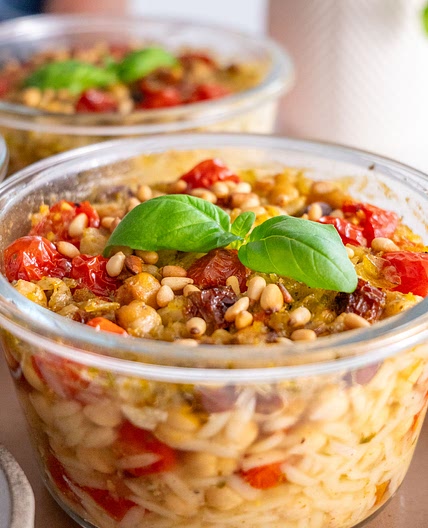 Pesto Baked Orzo Meal Prep