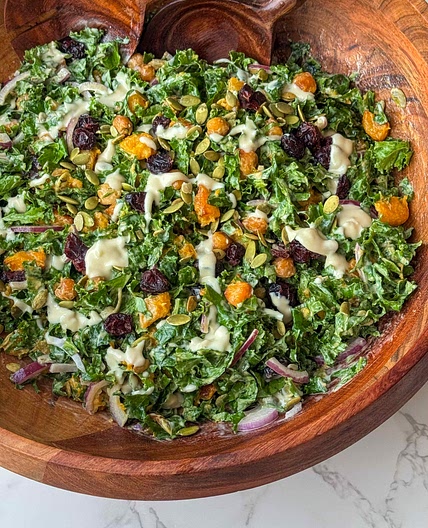 Roasted Butternut Squash Kale Chickpea Salad