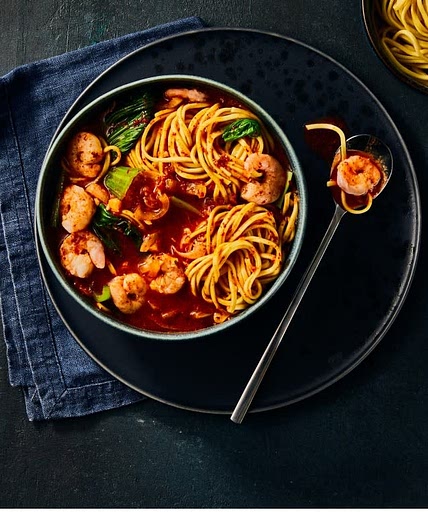 Korean-Style King Prawn Jjam-Pong Noodle Soup