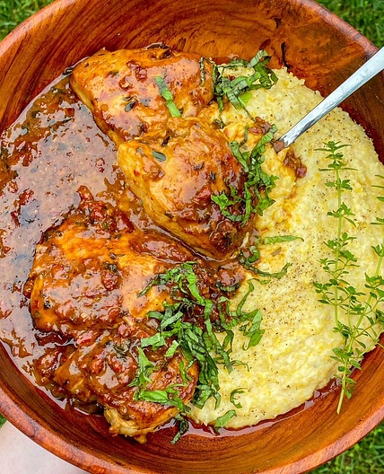 Herby Sun Dried Tomato Chicken on Asiago Polenta — MargieFoodie