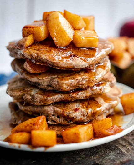Apple Buckwheat Pancakes with Diced Maple Apples