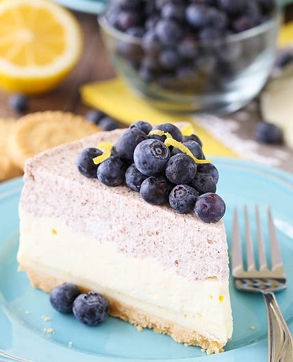 Lemon Blueberry Shortbread Mousse Cake