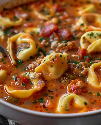 🍅 Slow Cooker Tomato Tortellini Soup