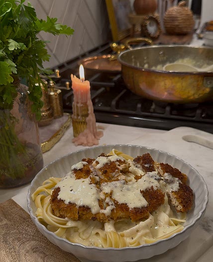 Crispy Chicken Alfredo Fettuccini