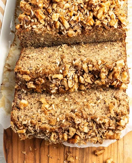 Coconut Flour Banana Bread With Walnut Crumble
