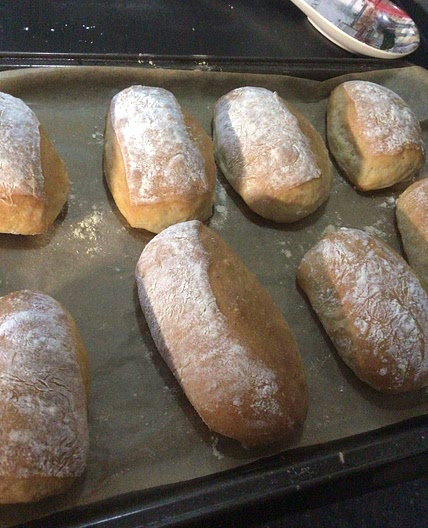 No Knead Ciabatta Buns