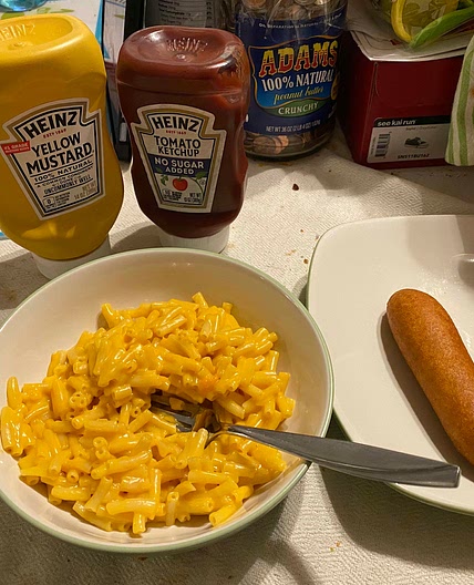 Macaroni and Cheese and Corn Dogs