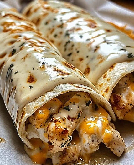 Cheesy Chicken Alfredo Wraps