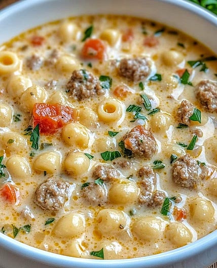 Creamy Parmesan Sausage Ditalini Soup