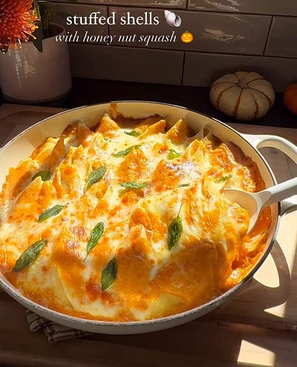 Stuffed shells with honey nut squash