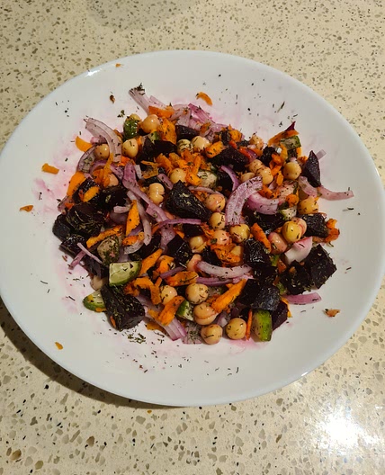 Chickpea and Beetroot Salad with Spicy Dressing