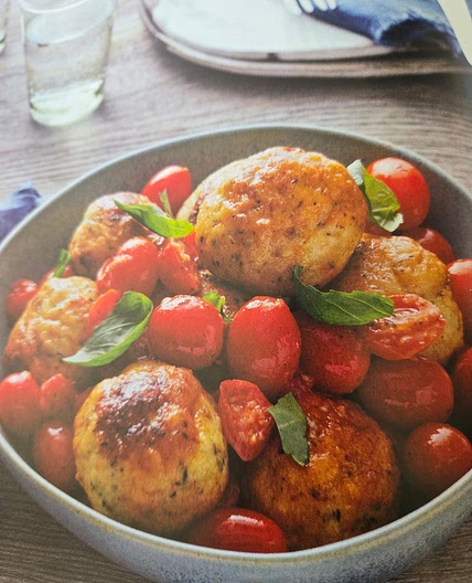 Big Turkey Meatballs with Roasted Cherry Tomatoes