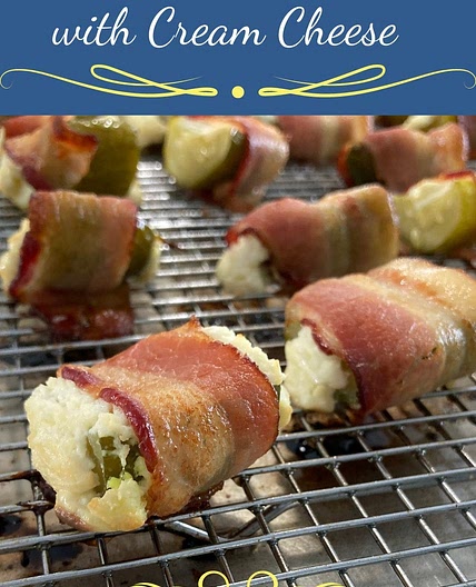 Bacon Wrapped Pickles with Cream Cheese