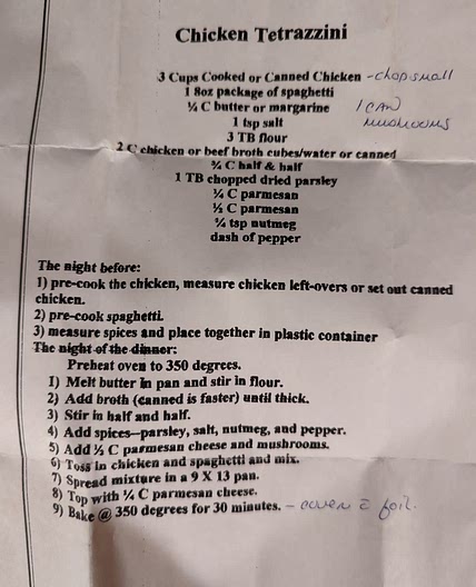 Mom’s Chicken Tetrazzini 