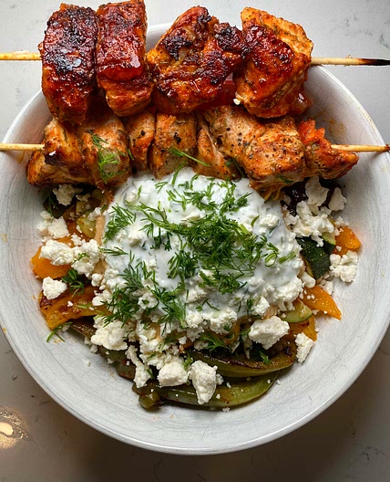 Mediterranean Chicken Skewer Bowl