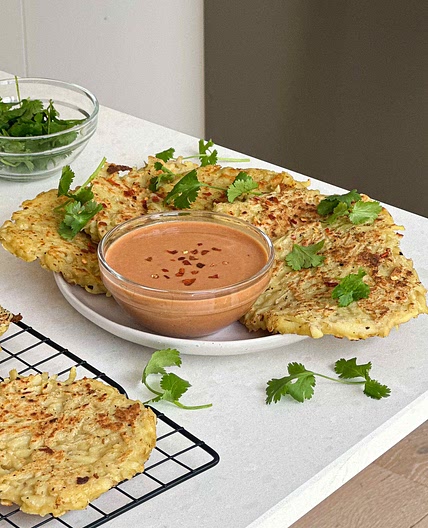 Potato pancakes with creamy BBQ mayo