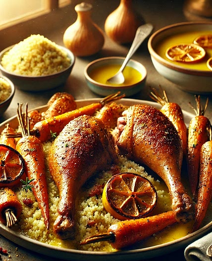 Cuisse de poulet confite sauce citron