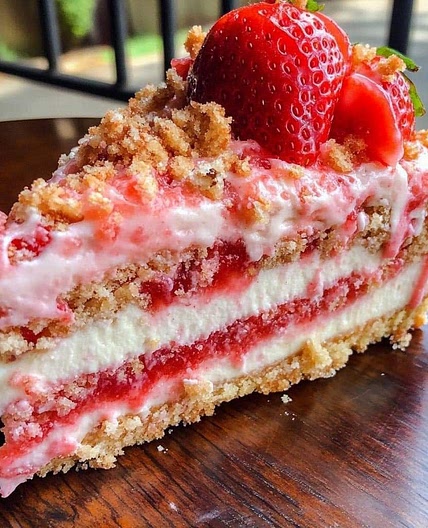 Berrylicious Strawberry Crunch Cheese Cake 🍓