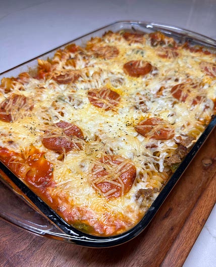 Dump and Bake Pizza Pasta 