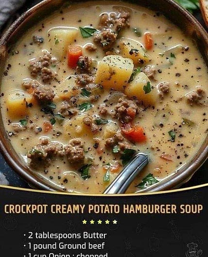 Crockpot Creamy Potato & Hamburger Soup