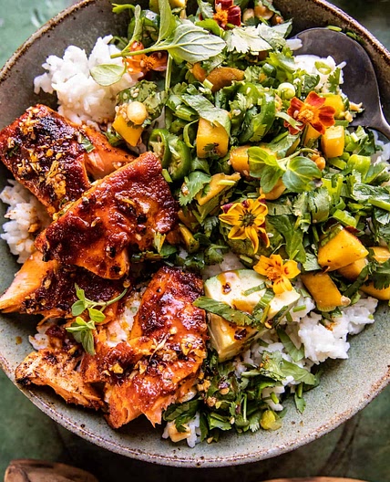 Chili Crisp Salmon Bowl -HalfBakedHarvest