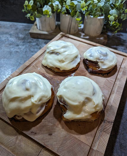 Cinnamon Buns with cream cheese frosting