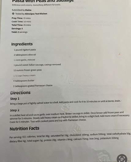 Italian Sausage Pasta 
