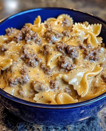 Creamy Beef and Bowtie Pasta 🍝🥄