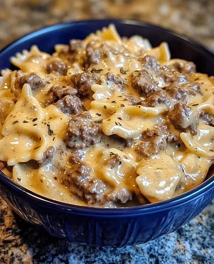 Creamy Beef and Bow tie Pasta