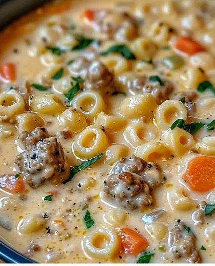Creamy Parmesan Italian Sausage Ditalini Soup