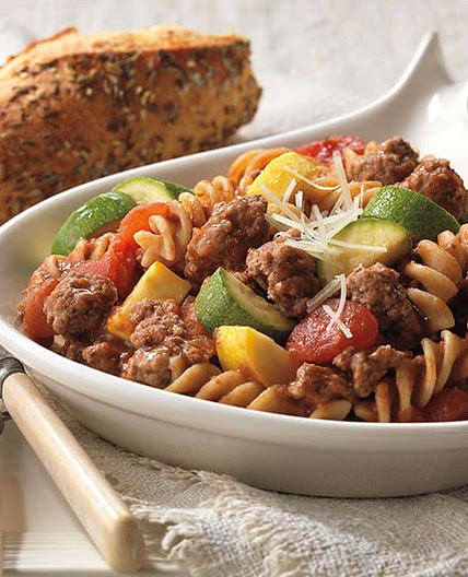 Ground Beef and Pasta Skillet Primavera