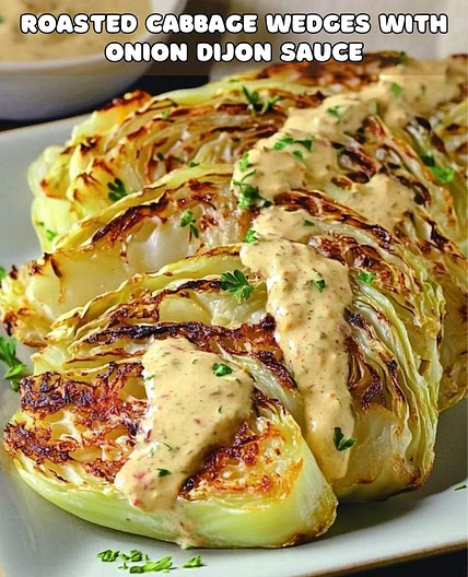 Cabbage steak with onion aioli