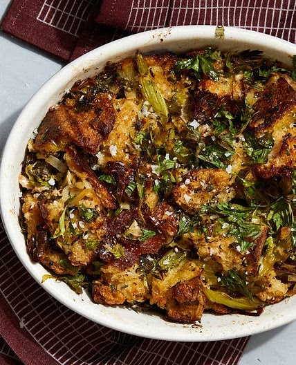 Buttered Stuffing With Celery and Leeks
