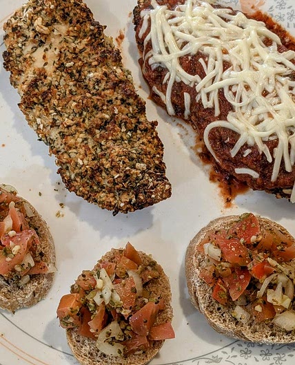 Italian Breaded Chicken with Brushetta