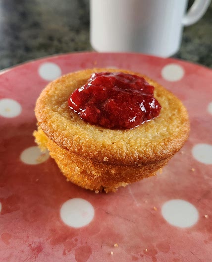Lemon almond cupcakes with strawberry topping