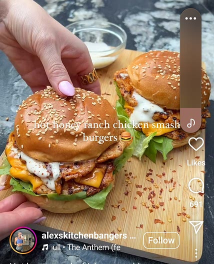 Hot honey ranch chicken smash burger