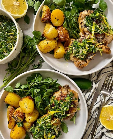 Crispy Thyme Chicken with Lemon Chimichurri