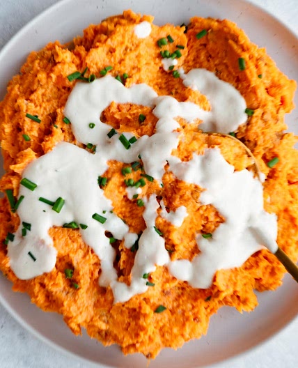 Healthy Savory Mashed Sweet Potatoes