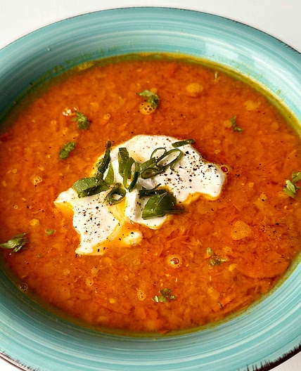 Spiced Carrot and Lentil Soup 